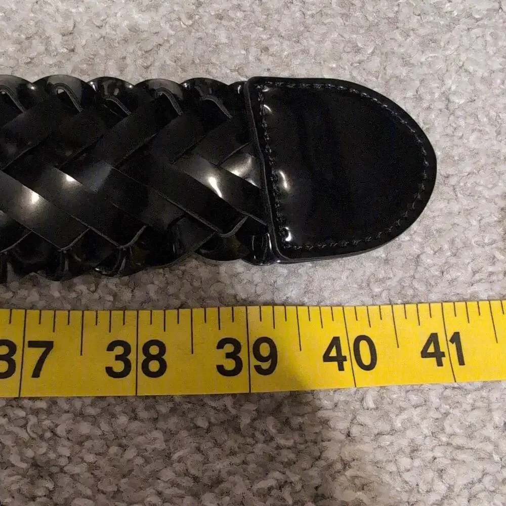 Black Braided Patent Leather Belt